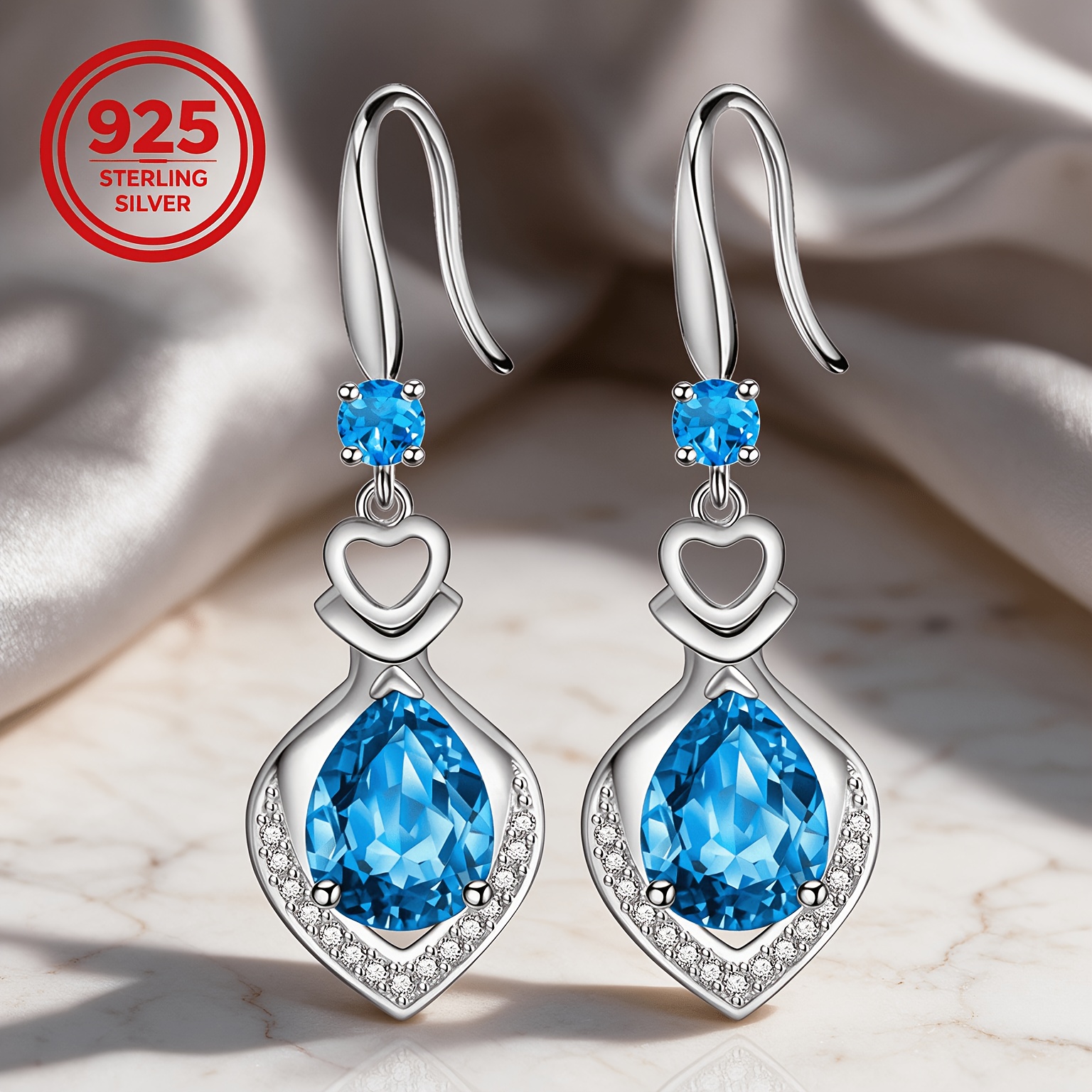 Women's 925 Silver Low-Allergy Water Drop Ear Hooks, Premium Style